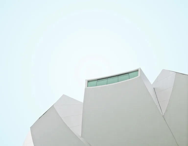 Angular white architectural facade
