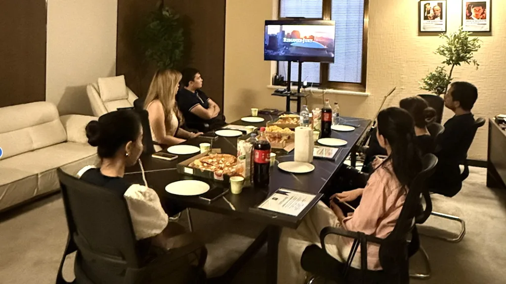 Film night at the Black Swan Consulting office in Tashkent