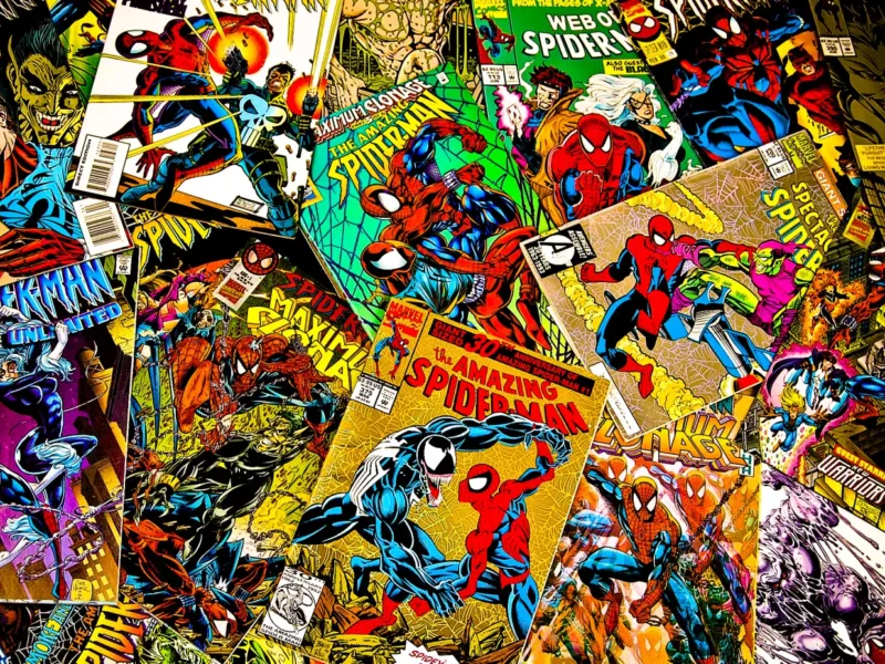 A pile of Spider-Man comic books